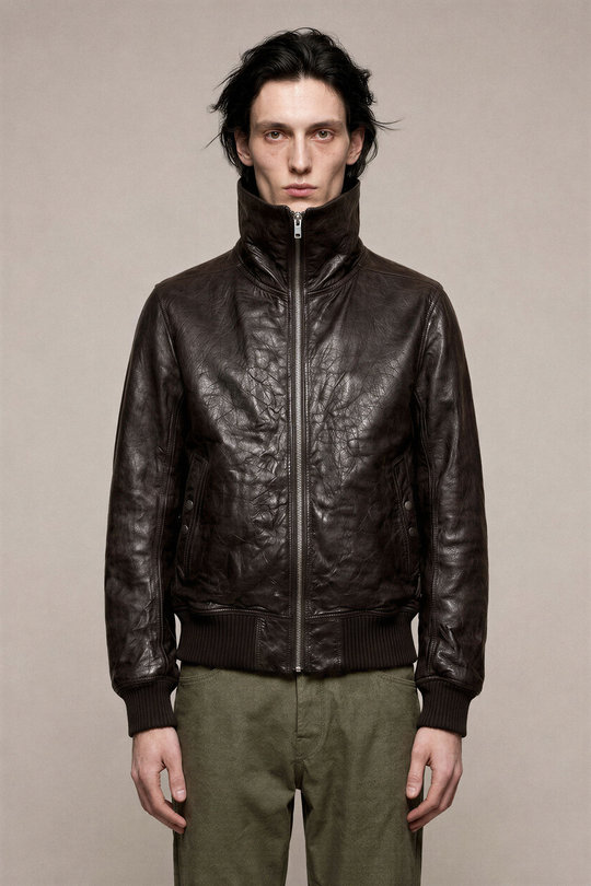 Leder Jacke RU02F4751 LBE DRACUFLIGHT grease, Rick Owens