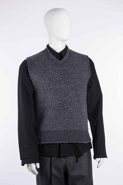 Pullover CGAW26CKNVST24 Washed Knit Blanked Vest navy/grey, CRAIG GREEN