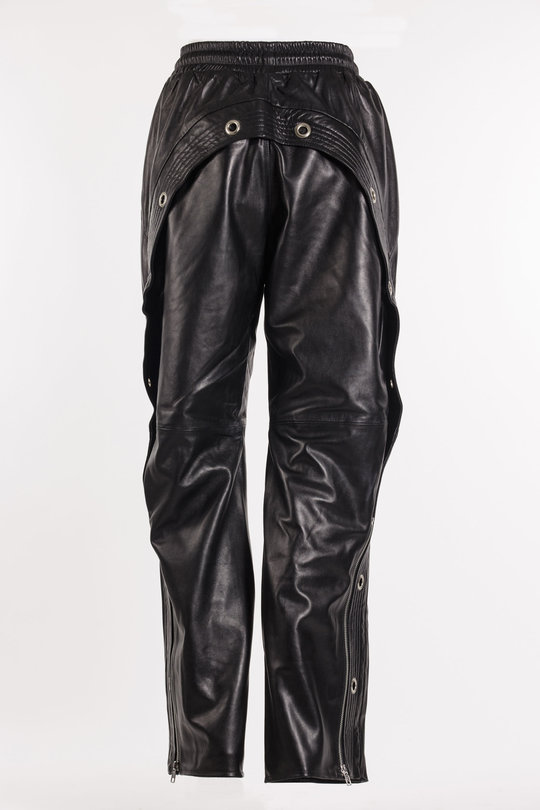 Hose WR41B Wide Leg Leather Pant black, R 13