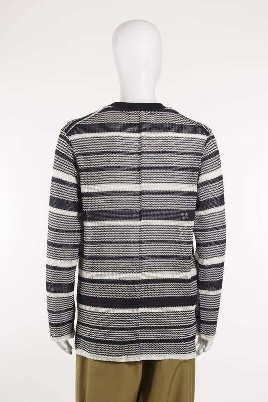 Pullover CREW NECK 252_MJP010_BLKTBLK BLANKET CROCHET blk/ wht, SONG FOR THE MUTE