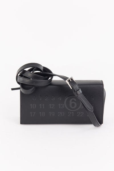 Tasche Mini logo leather shoulder bag, MM6
