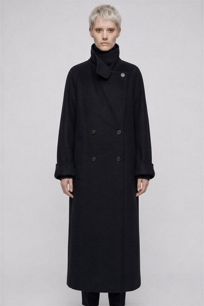 Mantel  2026618BL34 Double Button Coat black, Lisa Yang