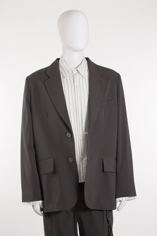 Sakko 261_MJK103_PGABRN Pinstripe Gabardine Square Blazer brown, SONG FOR THE MUTE