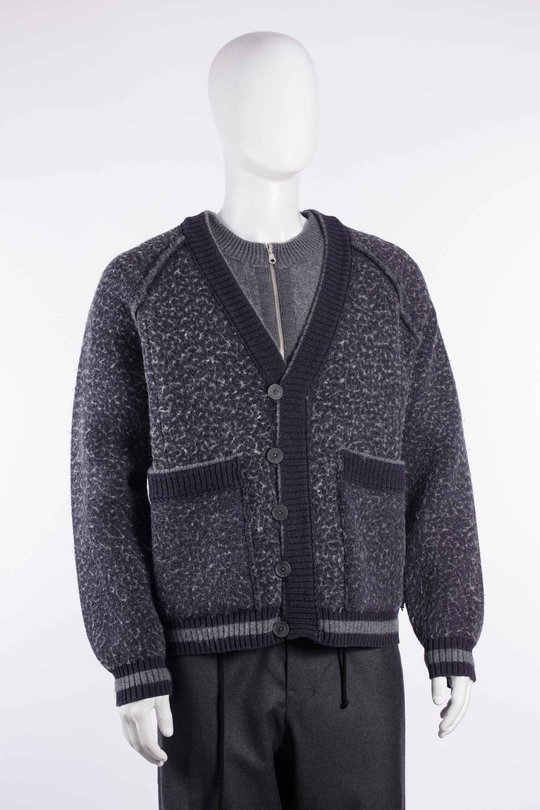 Jacke CGAW26CKNJU82 Washed Knit Blanket Jacket navy/darkgrey, CRAIG GREEN