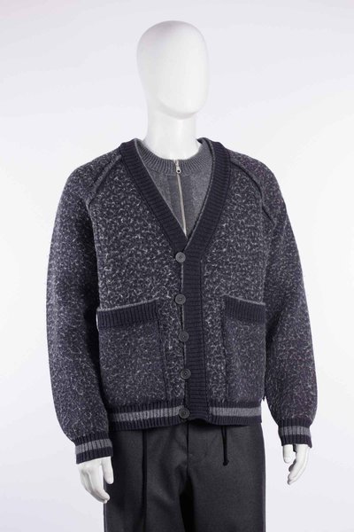 Jacke CGAW26CKNJU82 Washed Knit Blanket Jacket navy/darkgrey, CRAIG GREEN