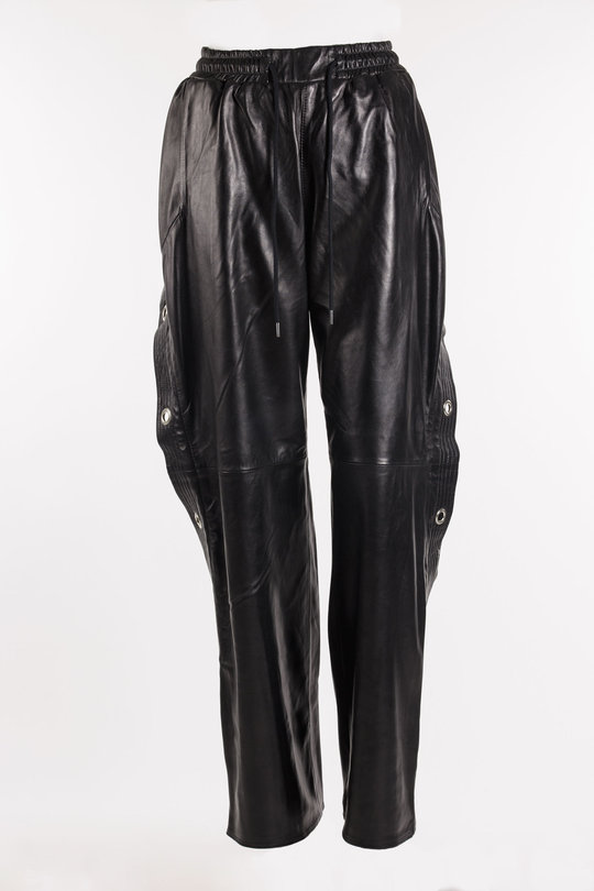 Hose WR41B Wide Leg Leather Pant black, R 13