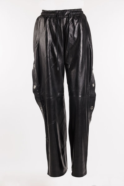 Hose WR41B Wide Leg Leather Pant black, R 13