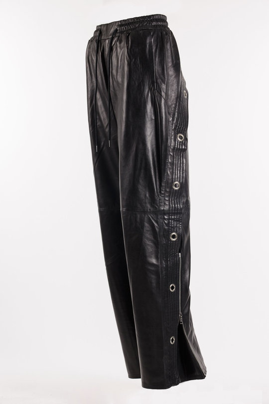 Hose WR41B Wide Leg Leather Pant black, R 13