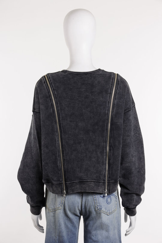 Sweatshirt zippered Crewneck R13WK306 washed black, R 13