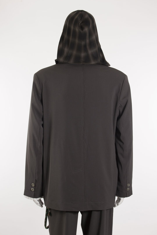 Sakko 261_MJK103_PGABRN Pinstripe Gabardine Square Blazer brown, SONG FOR THE MUTE