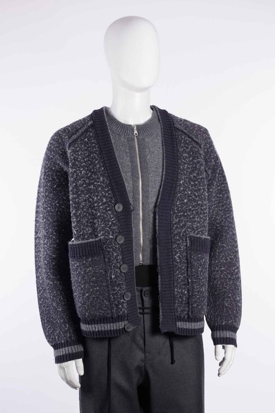 Jacke CGAW26CKNJU82 Washed Knit Blanket Jacket navy/darkgrey, CRAIG GREEN